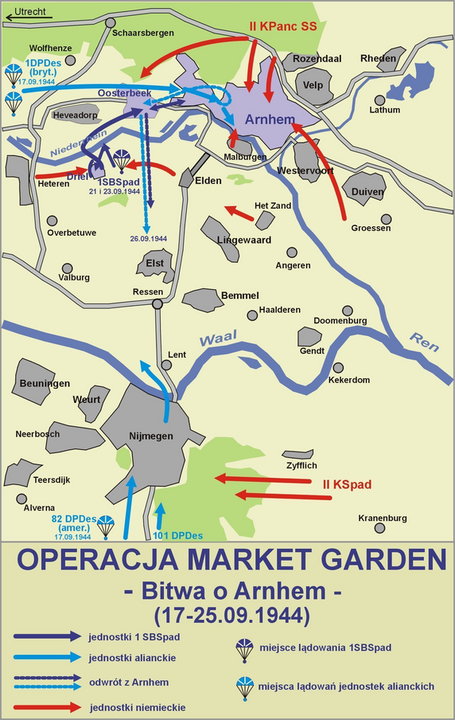 Plan bitwy o Arnhem (fot. Lonio 17, CC BY-SA 3.0).