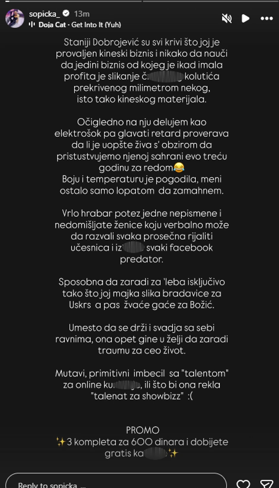 Ivana Šopić nemilosrdno odgovorila Staniji na prozivke: "Primitivni imbecil, svaki predator može da je iz****"