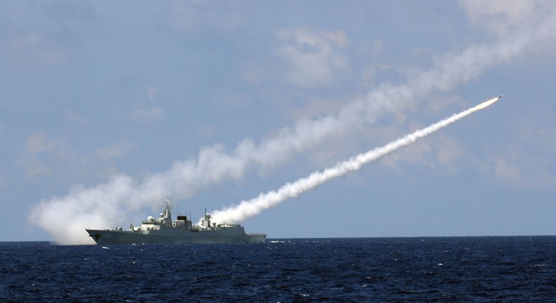 China's Guangzhou destroyer launches a missile during a military exercise in July 2016.Xinhua News Agency/Xinhua News Agency via Getty Images