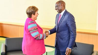 President William Ruto with IMF MD Kristalina Georgieva in New York City on September 20, 2023 Image: PCS