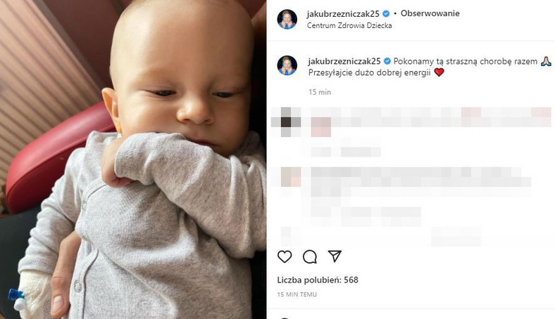 Jakub Rzeźniczak poinformował o chorobie syna