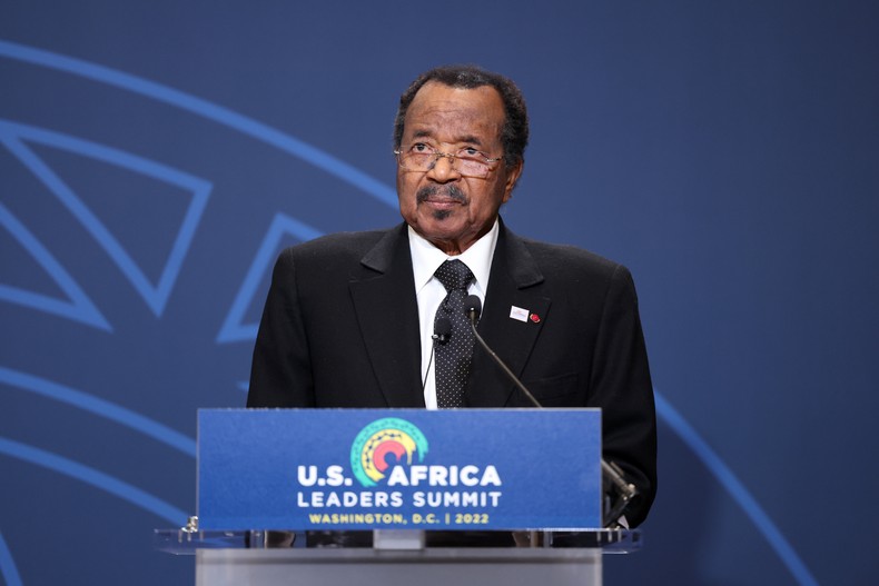 President of Cameroon Paul Biya delivers remarks during the Space Forum at the U.S. - Africa Leaders Summit on December 13, 2022 in Washington, DC. Leaders met to discuss the peaceful development of Space. [Photo by Kevin Dietsch/Getty Images]