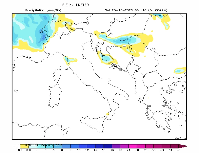 Padavine u noći između petka i subote
