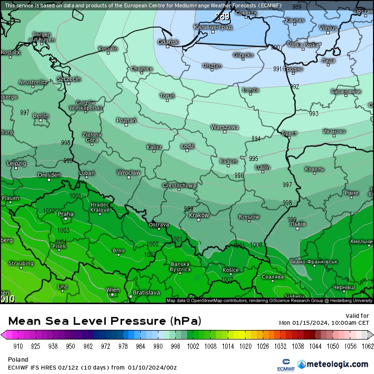 Do poniedziałku ciśnienie spadnie o ok. 40 hPa