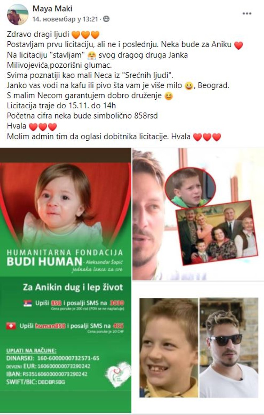 Licitacija za malog Necu