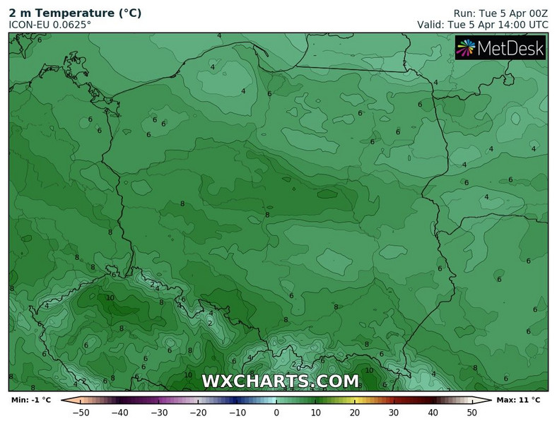 Temperatura nigdzie nie osiągnie 10 st. C