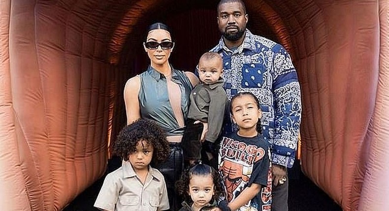 Kanye West, Kim Kardashian and their four children [Mirror]