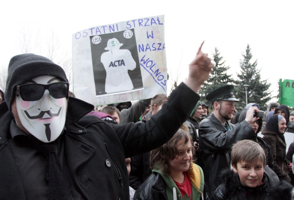 Protest przeciwników podpisania ACTA