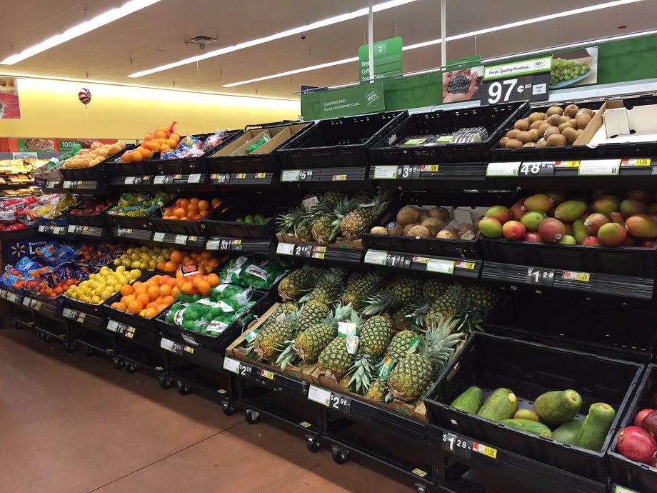 Walmart's fresh produce department is far larger and better stocked than Target's.