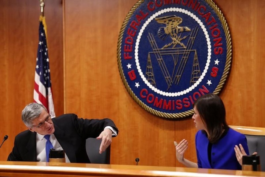 Wheeler and commissioner Jessica Rosenworcel at the FCC Net Neutrality hearing in Washington.