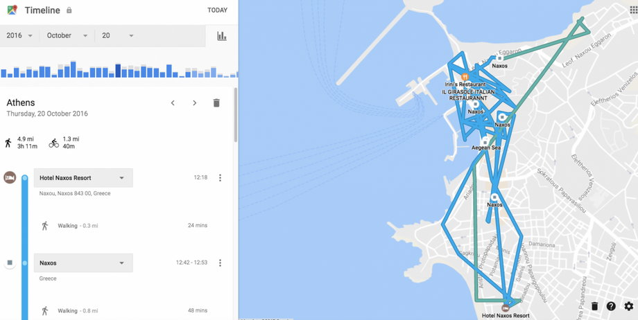 Historia lokalizacji - jedna z funkcji Map Google