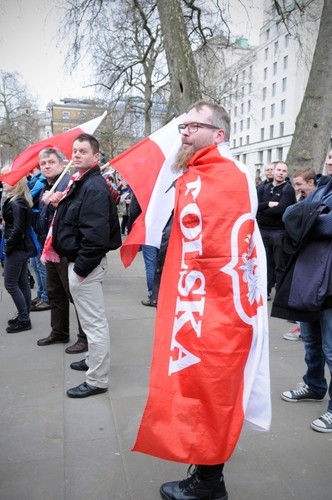 Protest Polaków przed Downing Street w Londynie