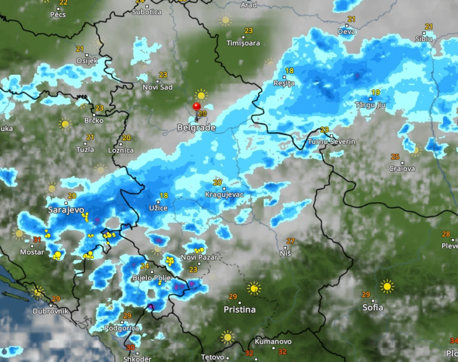 Kretanje nevremena u 12 sati