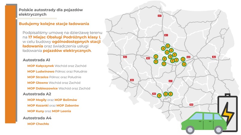 Mapa nowych stacji ładowania