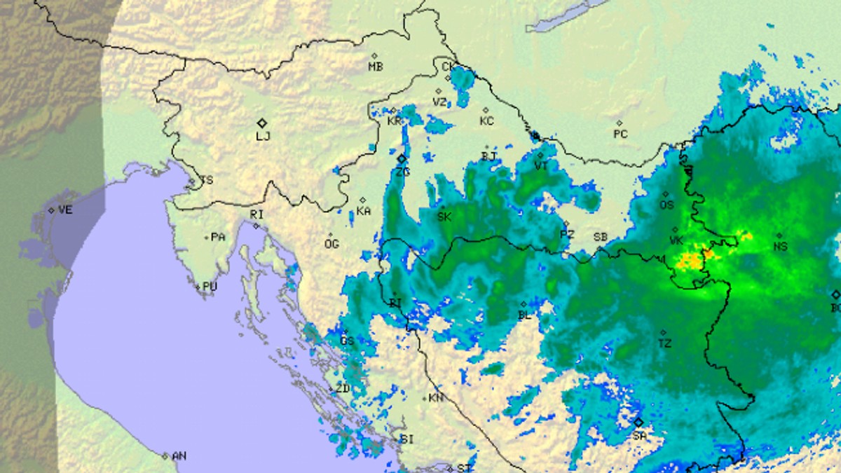Radarska slika nevremena u Hrvatskoj