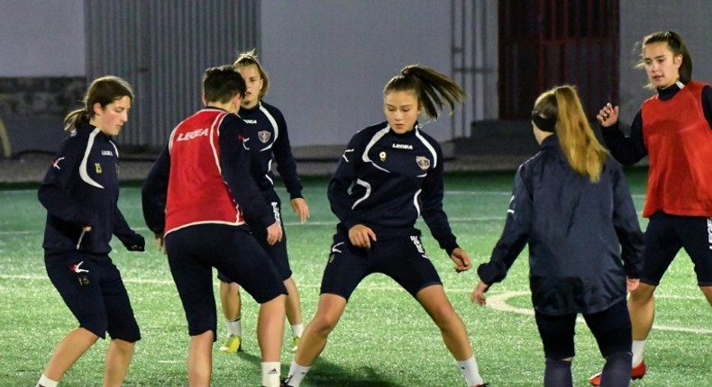 Emina players train in Mostar - in conservative Bosnia, football is still very much seen as a men's game