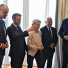 Fridrih Merc, Emanuel Makron, Ursula fon der Lajen, Antonio Košta i Aleksandar Vučić na Samitu EU-Zapadni Balkan u Tivtu 