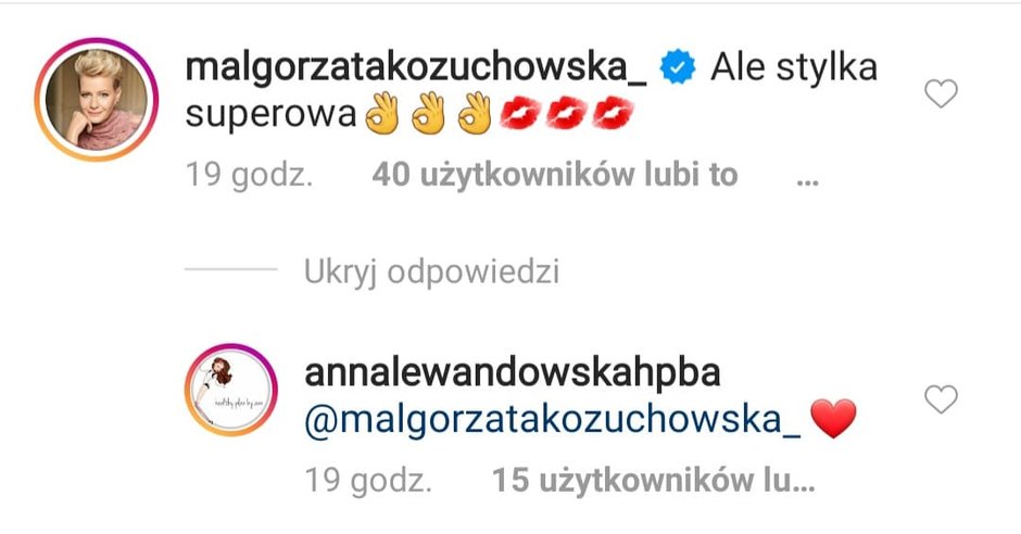 Małgorzata Kożuchowska na Instagramie Anny Lewandowskiej