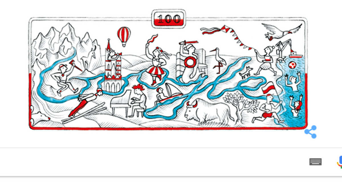 Najpopularniejsza wyszukiwarka internetowa postanowiła uczcić stulecie Święta Niepodległości za pomocą Google Doodle. Przedstawia ono grafikę autorstwa Jana Bajtlika z wykorzystaniem czcionki Brygada.