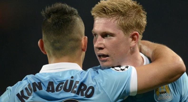 Kevin De Bruyne (right) and Sergio Aguero are nearing a return to action for Manchester City