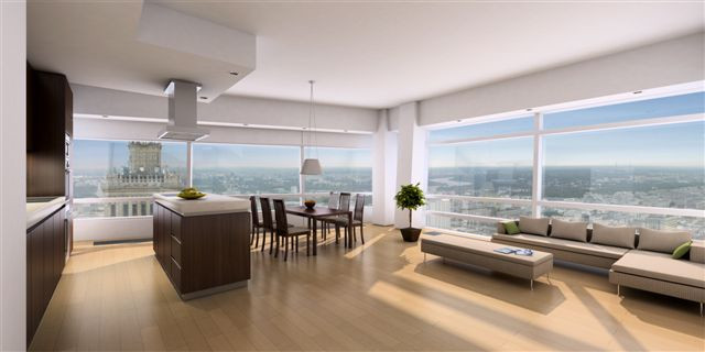 Złota44 - apartament - salon na 41 piętrze (4) - fot. materiały prasowe Orco Property Group