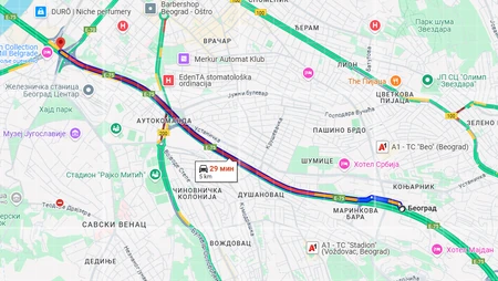 Gužve na motoputu kroz Beograd