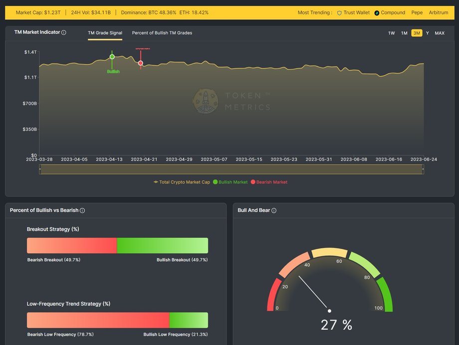 Token Metrics - jedno z narzędzi, z którego korzystał inwestor