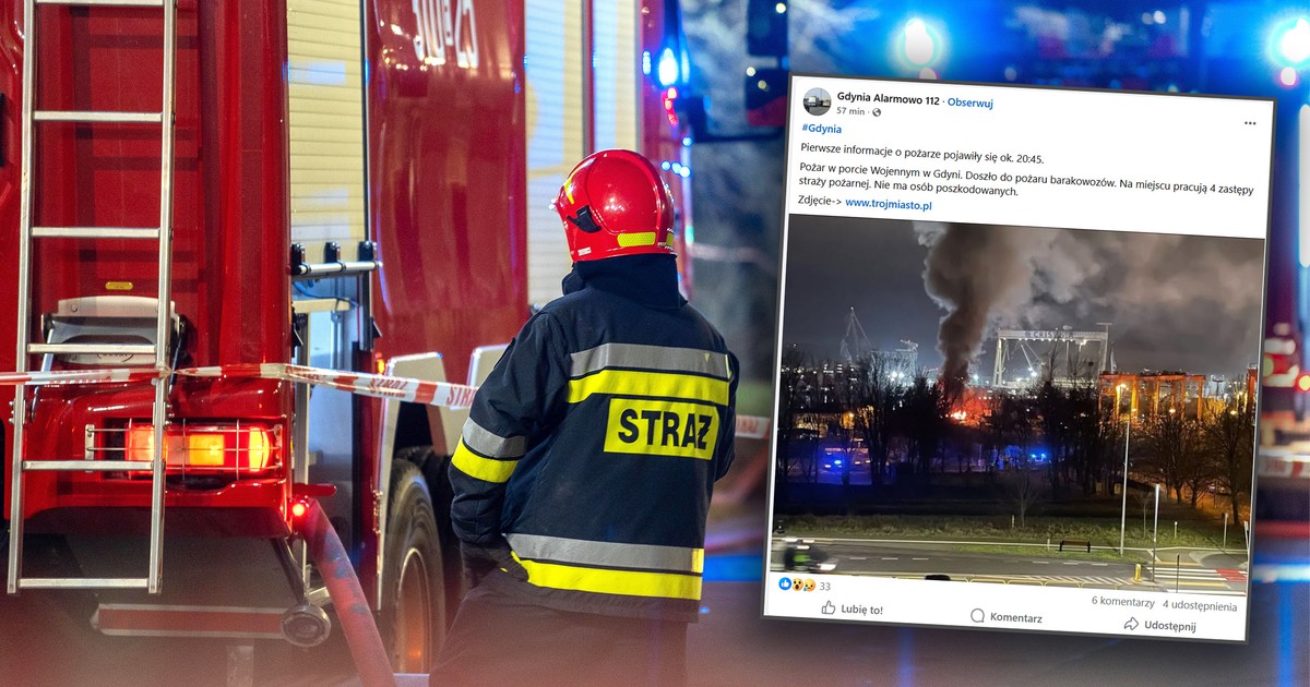 Groza na terenie Portu Wojennego w Gdyni. Czarny dym widać było z daleka. Pilny komunikat wojska