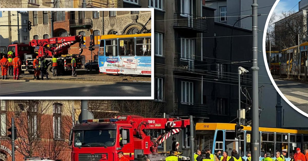 Wykolejony tramwaj w Łodzi. Dwa składy w szambie