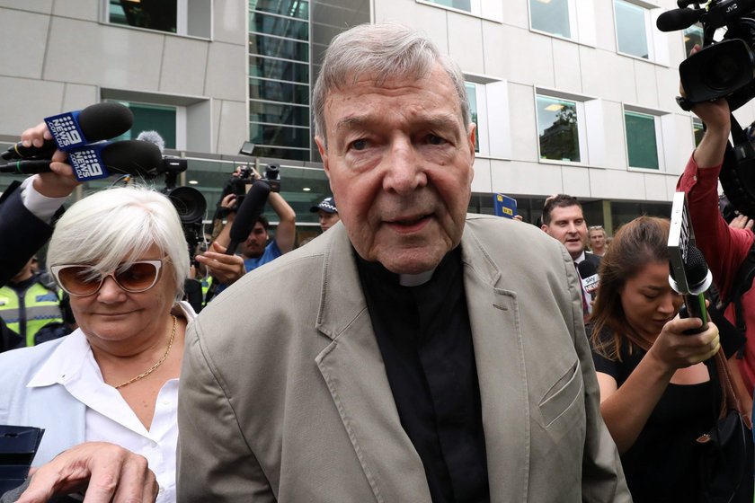 Cardinal George Pell is seen at County Court in Melbourne, Australia