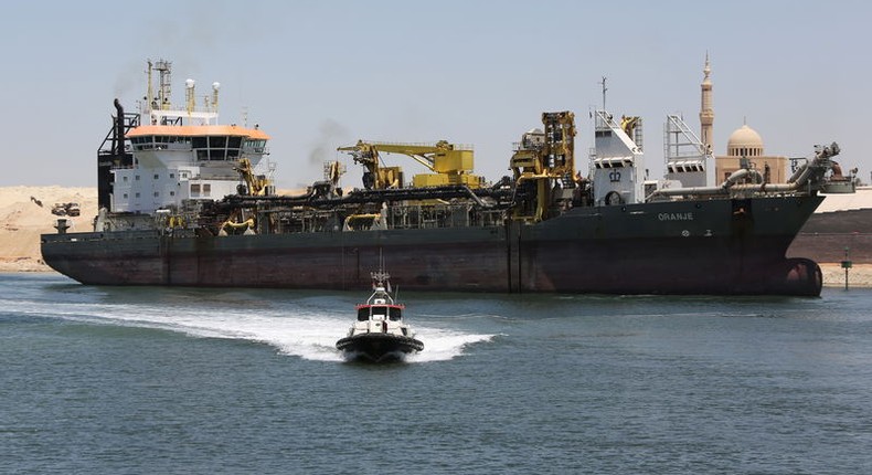 A cargo ship is seen crossing through the New Suez Canal, Ismailia, Egypt, July 29, 2015. (This picture is for illustrative purposes.) 