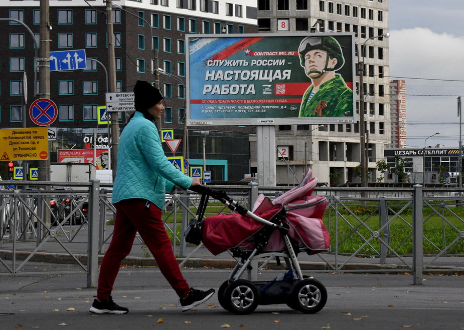 Reklama promująca pobór do rosyjskiego wojska. 20 września 2022 r. Petersburg