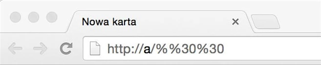 Wpisanie w Chrome http://a/%%30%30 i zatwierdzenie klawiszem Enter…