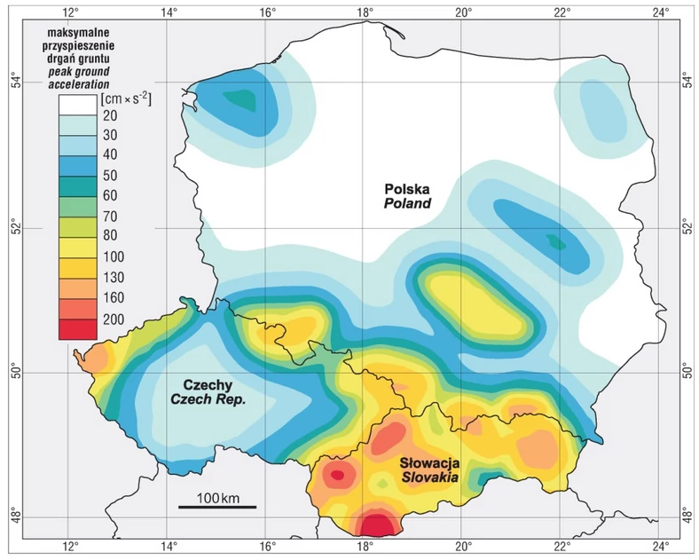 Mapa ryzyka sejsmicznego w Polsce