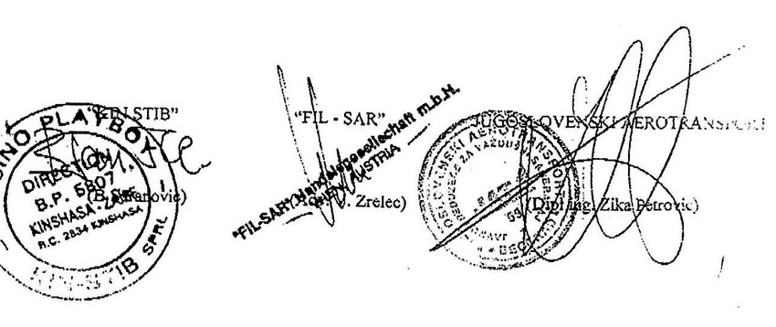 Ugovor o zakupu kockarnice potpisali su Branislav Šaranović, advokat Vladimir Zrelec, koji je zastupao Šaranovićevu firmu, kako se njegovo ime ne bi pojavljivalo dvaput, i tadašnji direktor JAT-a Žika Petrović