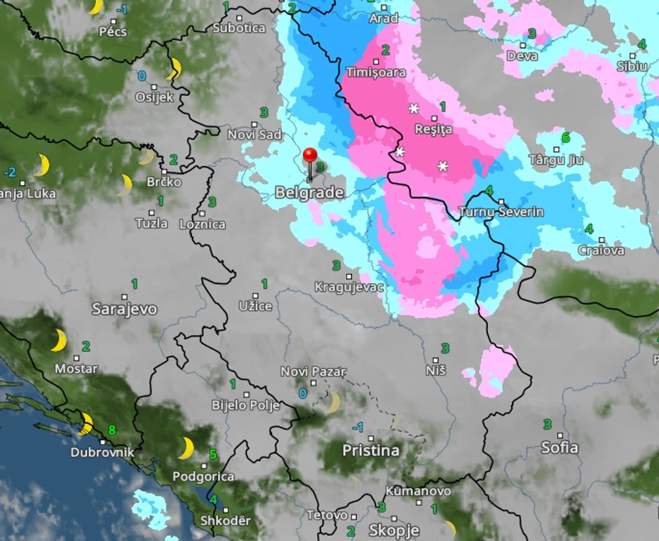 Kretanje padavina sutra u 6 časova 