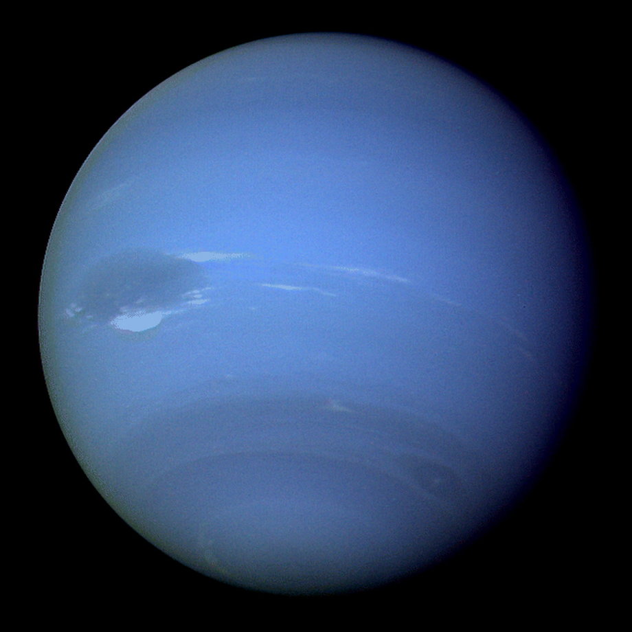 Neptune as seen by Voyager 2 in 1989.