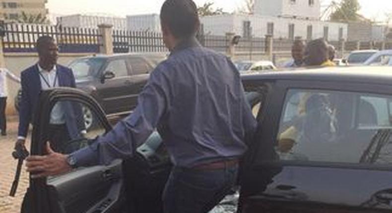 Ben Bruce stepping into his Made-in-Nigeria car