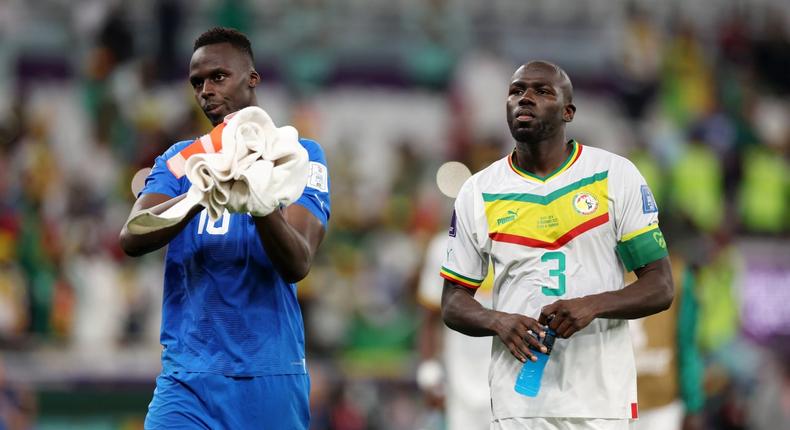 Edouard Mendy et Kalidou Koulibaly lors de la Coupe du monde 2022 au Qatar