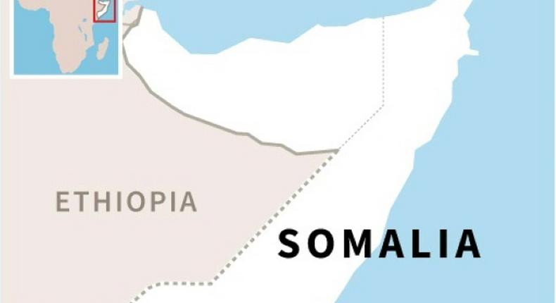 Map of Somalia locating the capital Mogadishu, where gunmen stormed a hotel Sunday