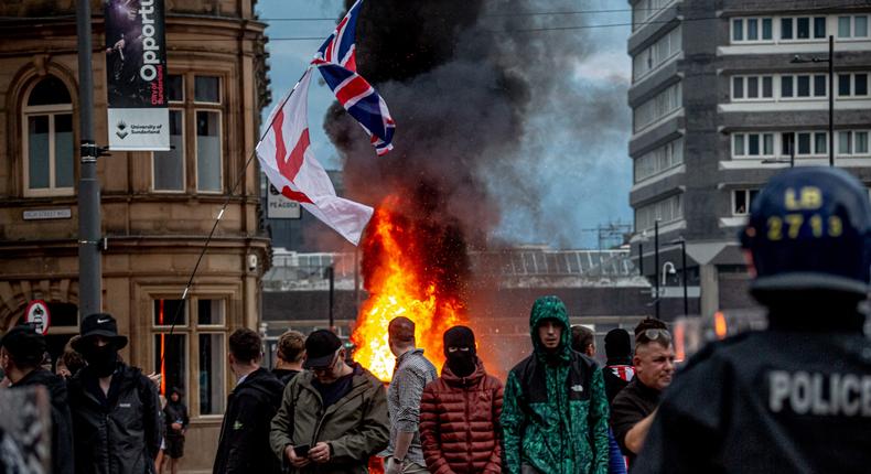 Far-right activists in Sunderland, England.Drik/ Getty Images