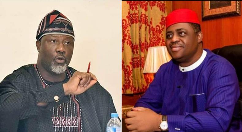 Senator Dino Melaye and former Minister of Aviation, Femi Fani-Kayode. (Legit)