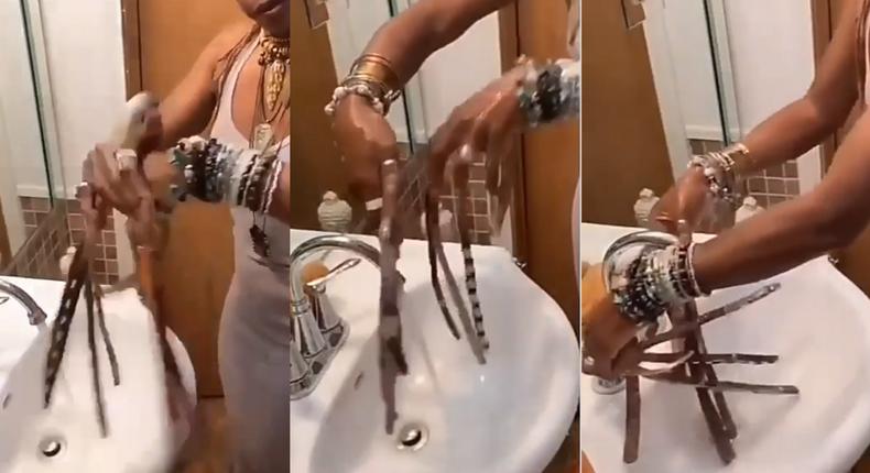 Woman with 16 inches long fingernails demonstrates how she manages to wash her hands (video)