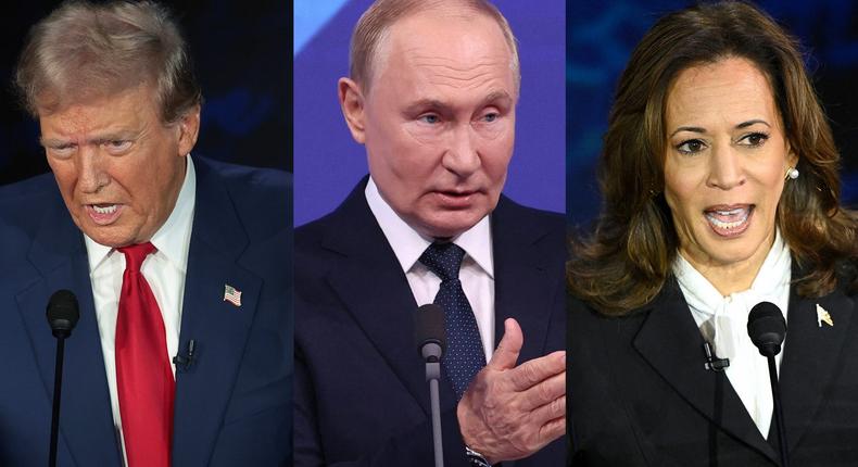 The Kremlin has blasted Trump and Harris for arguing about Putin during their first presidential debate.Win McNamee, SERGEI KARPUKHIN/ Getty Images