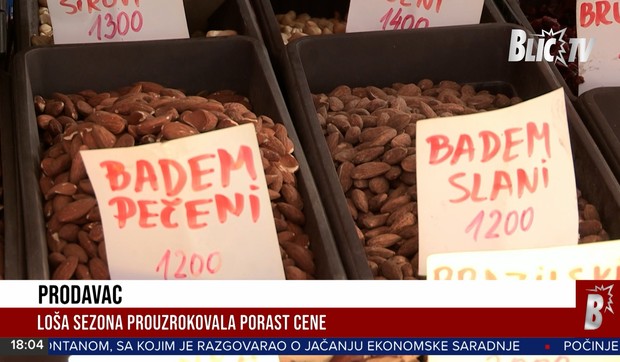 Cene oraha i suvog voća na pijacama