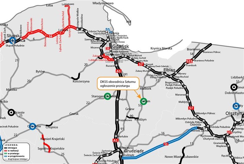 Obwodnica Sztumu - lokalizacja