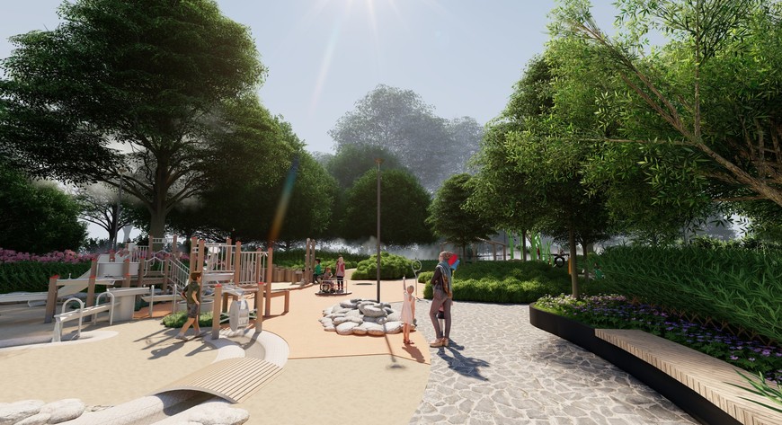 Wodny plac zabaw w Nadodrzańskiej Osadzie Przygody