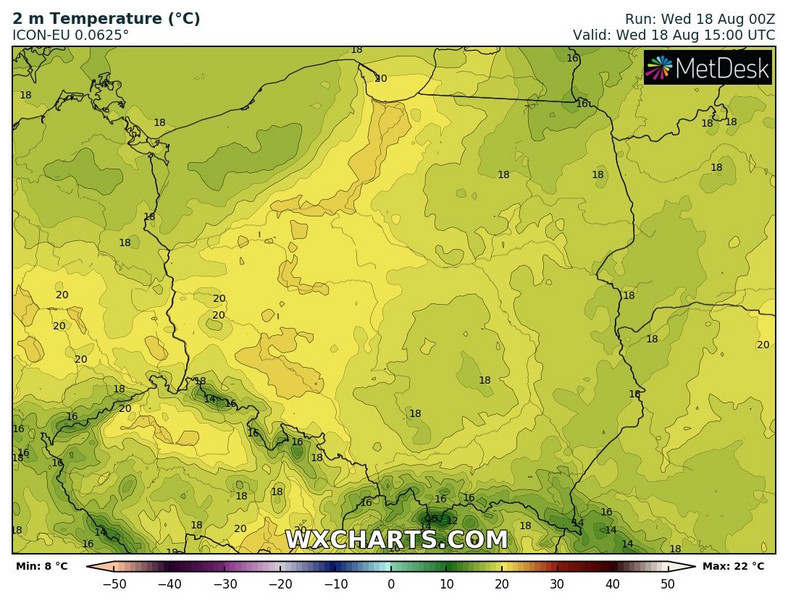 Temperatura nie przekroczy 22 st. C