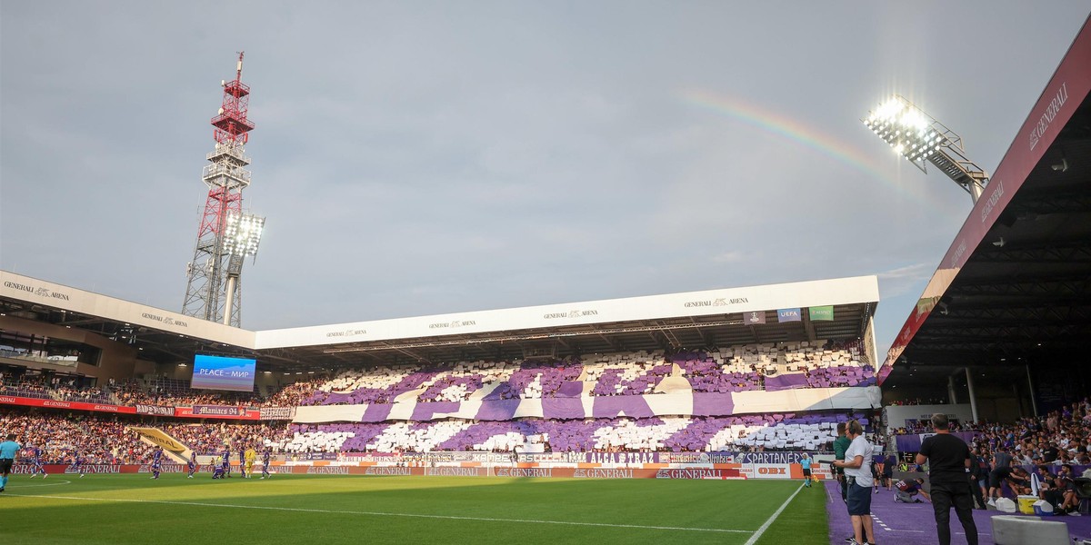 Na tym stadionie Legia wygrała  Austrią Wiedeń 3:5 i odpadła z pucharów.