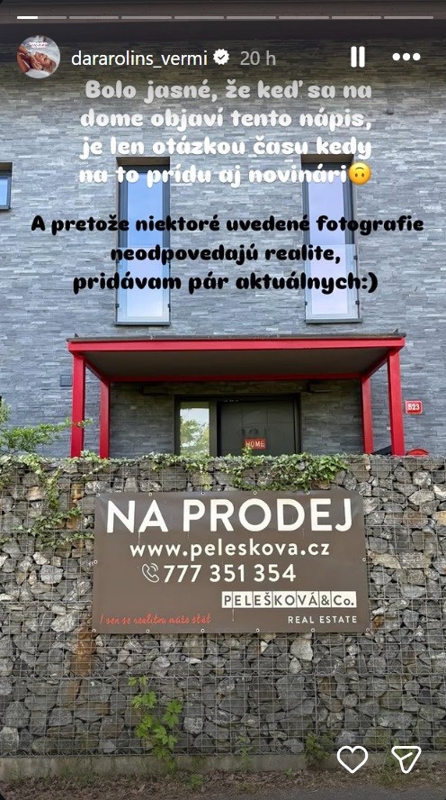 Dara Rolins sa rozhodla predať vilu v Tuchoměřiciach pri Prahe.